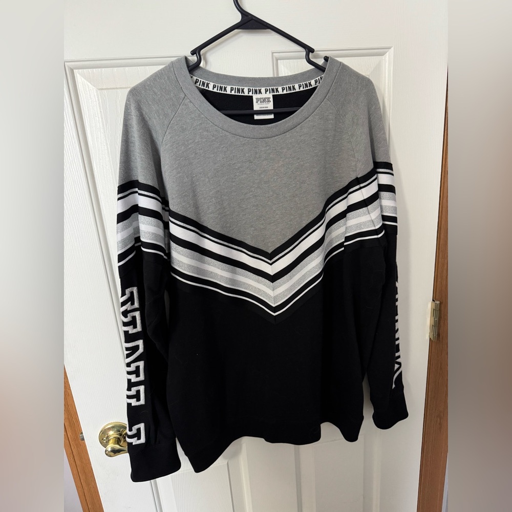 Victoria's Secret Gray and Black Crewneck Sweater